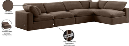 Comfy - 5 Piece Velvet Modular Sectional