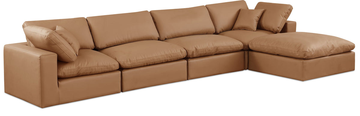Comfy - 5 Piece Faux Leather Modular Sectional With Chaise