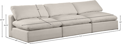 Comfy - Linen Modular Armless Sofa 3 Seats