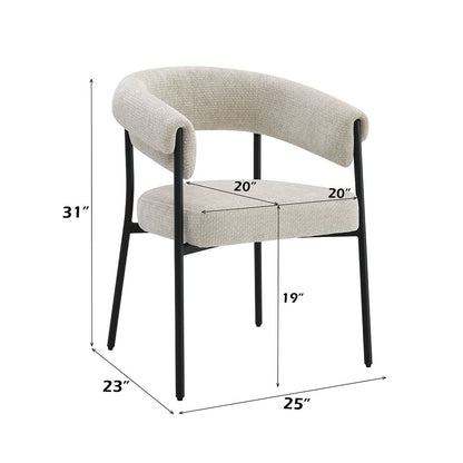 Jirina - Chenille Arm Chair (Set of 2) - Beige & Black