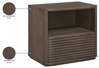 Morino - Oak Veneer And Solid Wood Nightstand - Brown