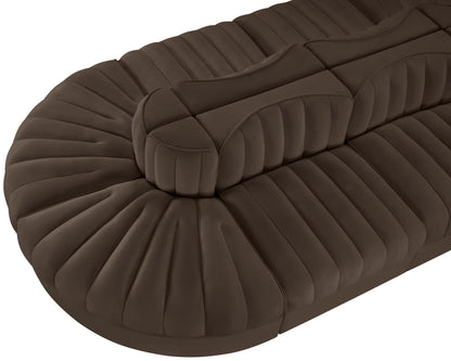 Rummi - Oval Velvet Performance Fabric Upholstered 8 Piece Modular Sectional