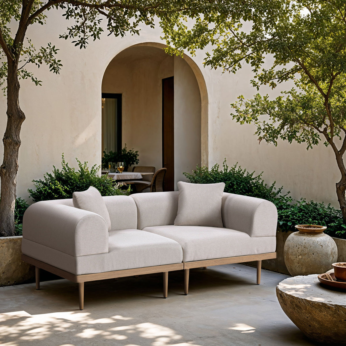 Laguna - 2 Piece Resilient Water Resistant Fabric 71" Upholstered Outdoor Patio Modular Loveseat