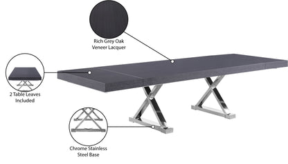Excel - Oak Wood Extendable Dining Table - Rich Gray