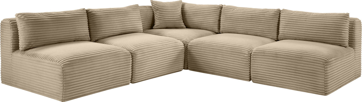 Shaggy - Fabric 5 Piece Modular Corner Armless Sectional