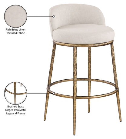 Ferro - Performance Fabric Upholstered Bar Stool - Antique Brass