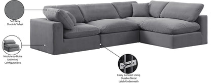 Comfy - 4 Piece Velvet Modular Armless Sectional