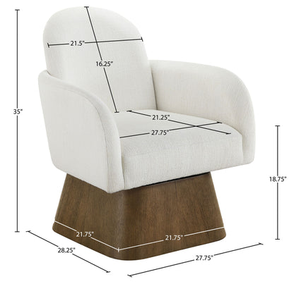 Marlowe - Linen Textured Fabric Upholstered Swivel Accent Chair - Stained Brown