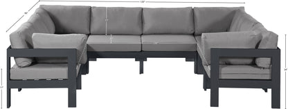 Nizuc - Outdoor Patio 8 Piece Modular Sectional With Gray Frame