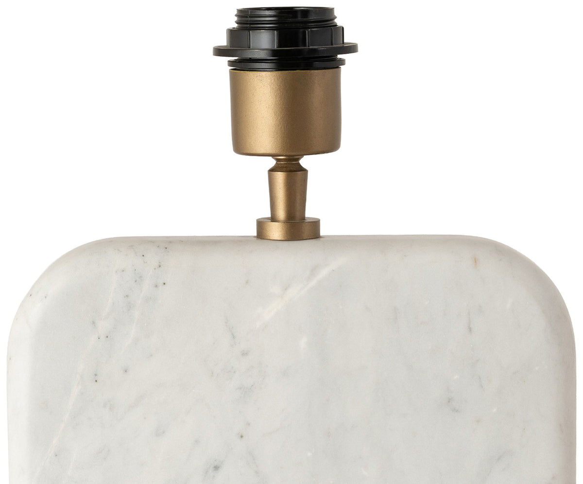 Solis - 14" Genuine Marble And Mango Wood Base With Linen Textured Fabric Shade Table Lamp