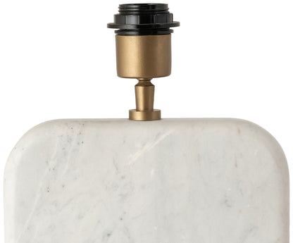 Solis - 14" Genuine Marble And Mango Wood Base With Linen Textured Fabric Shade Table Lamp