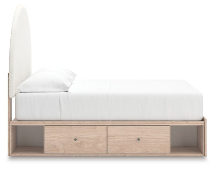Arloster - 4 Pc. - Full Panel Storage Bed, Dresser, Mirror And Nightstand - Tan