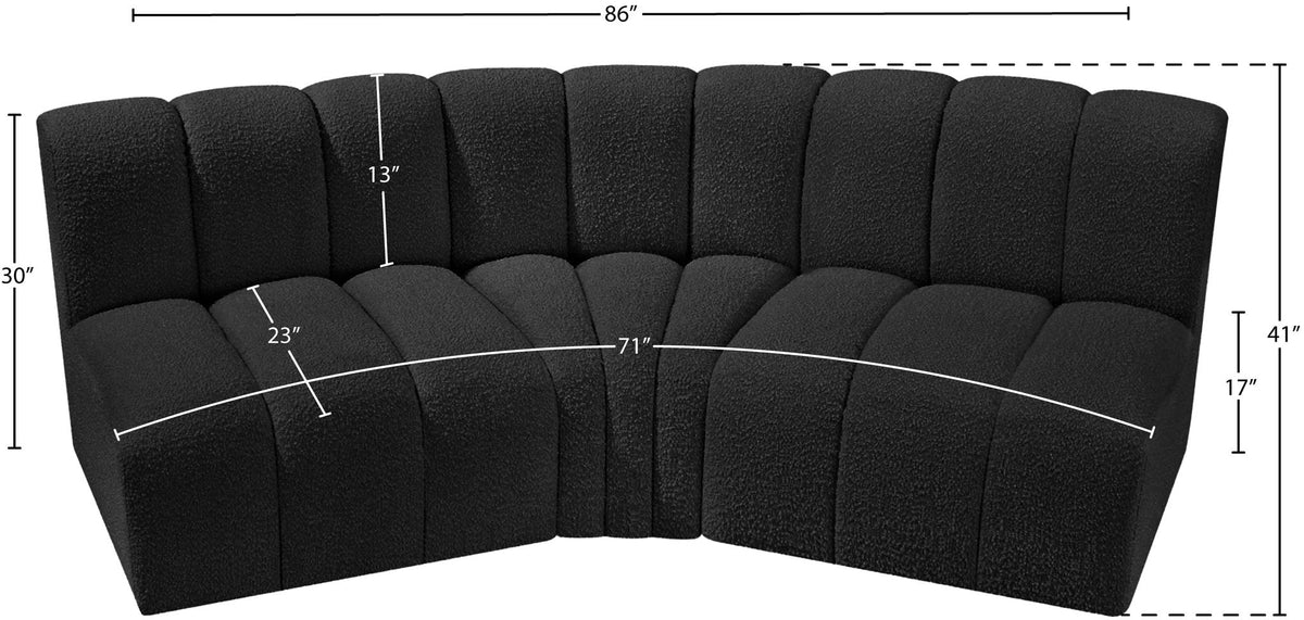 Arc - Boucle Fabric 3 Piece Modular Corner Sofa