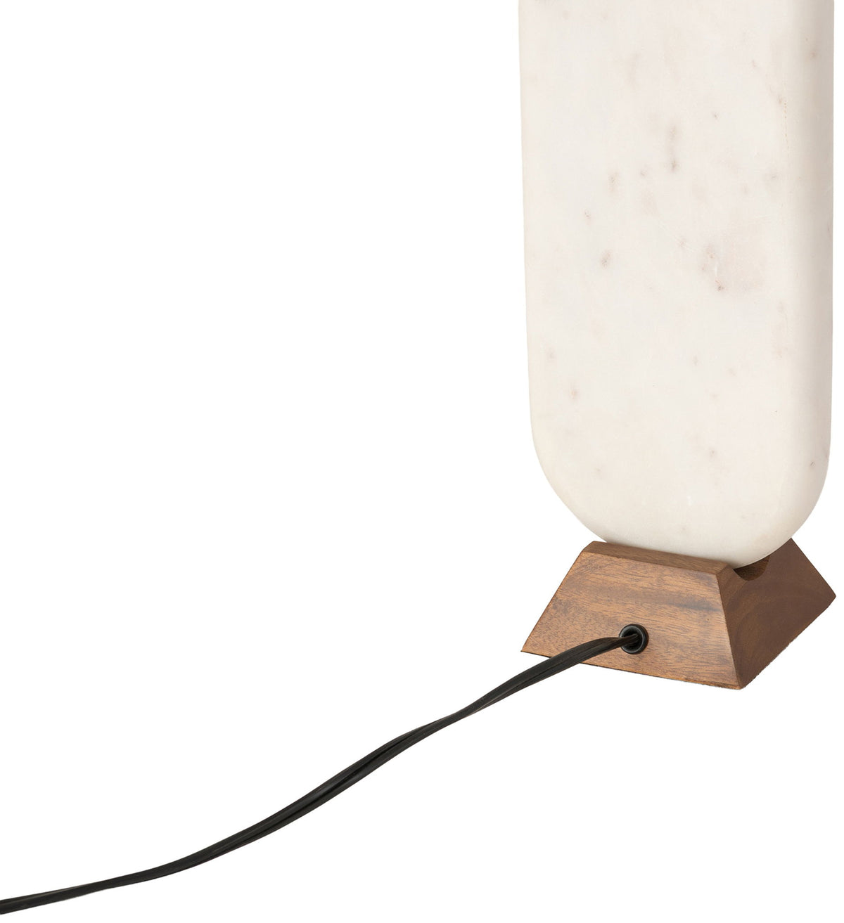 Solis - Genuine Marble And Mango Wood Base With Linen Textured Fabric Shade Table Lamp