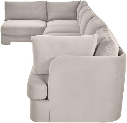 Hammond - Velvet Performance Fabric Upholstered 6 Piece L-Shaped Armless Sectional