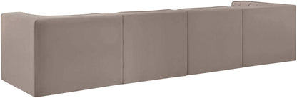 Rummi - Velvet Performance Fabric Upholstered 4 Piece Modular Sofa