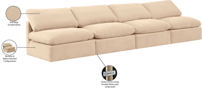 Indulge - Velvet 4 Seat Modular Armless Sofa