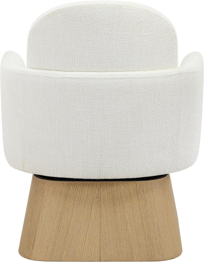 Marlowe - Linen Textured Fabric Upholstered Swivel Accent Chair - Stained Natural