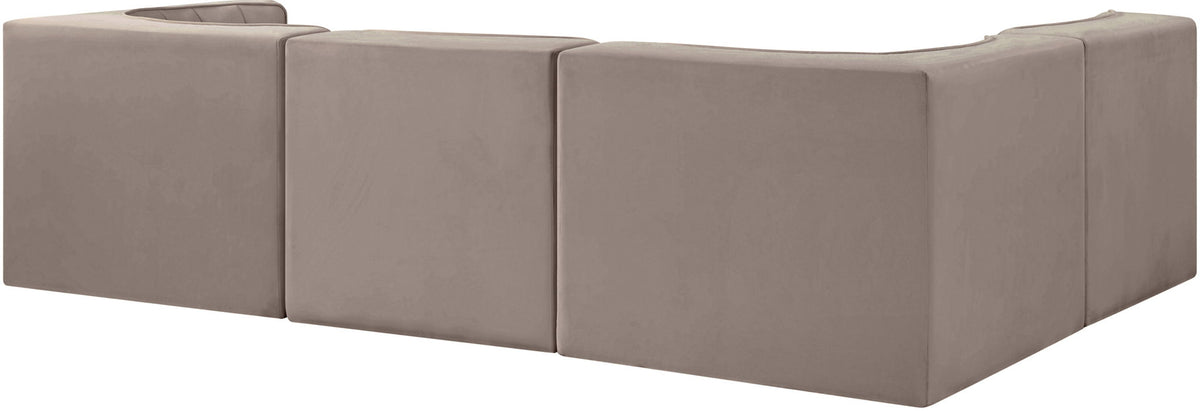Rummi - Velvet Performance Fabric Upholstered 4 Piece Modular Sectional