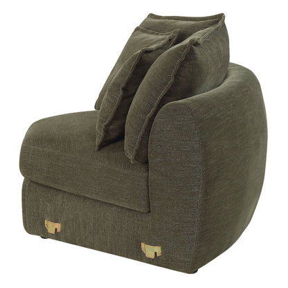 Leighton - Modular Wedge With 4 Pillows - Green Chenille