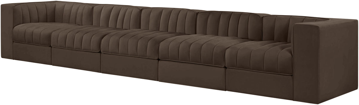 Rummi - Velvet Performance Fabric Upholstered 5 Piece Modular Sofa