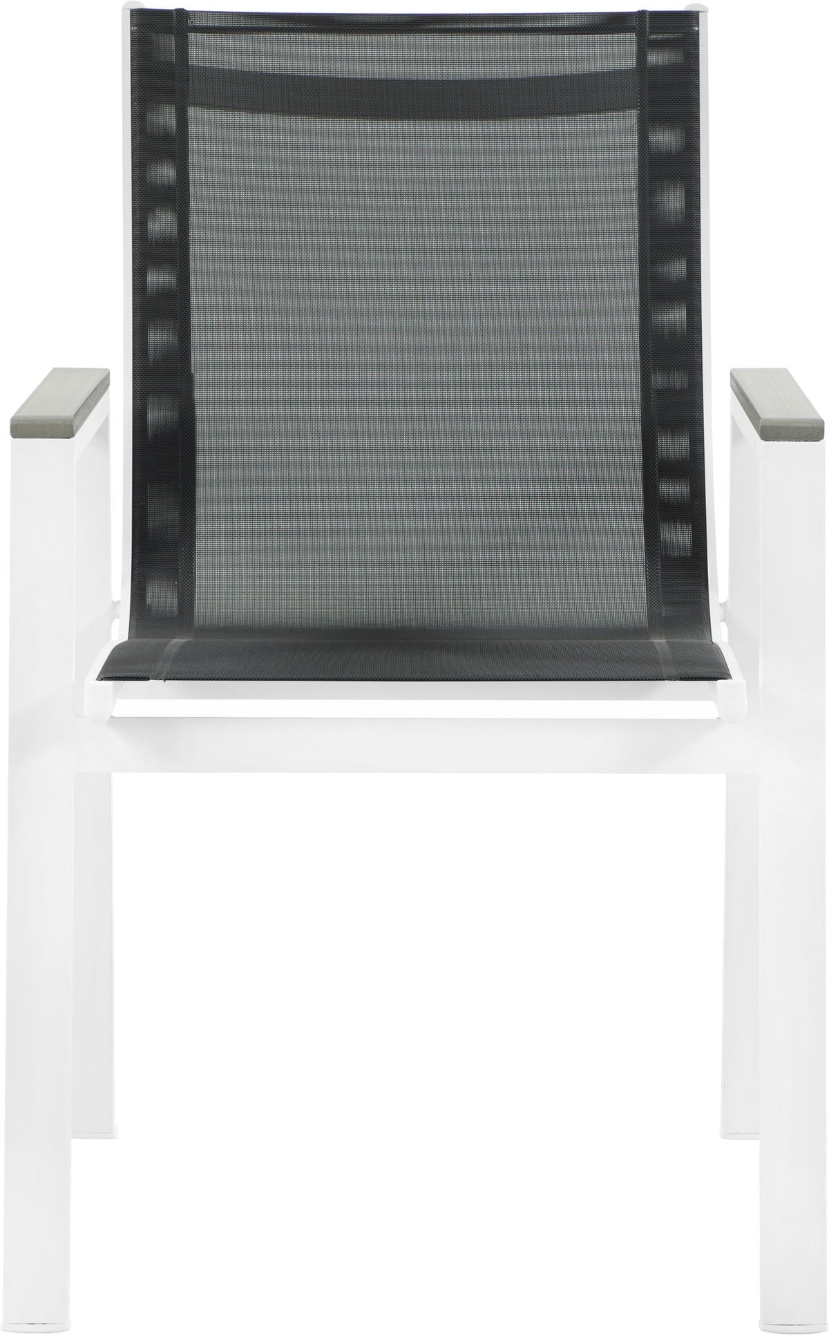 Nizuc - Outdoor Patio Dining Arm Chair With White Frame And Gray Arms (Set of 2)