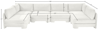 Hammond - Velvet Performance Fabric Upholstered 6 Piece U-Shaped Armless Sectional