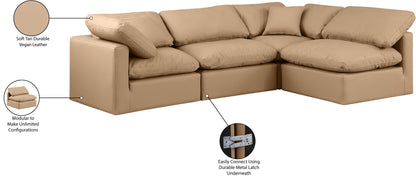 Indulge - Faux Leather 4 Piece Modular Sectional - Tan