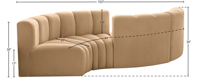 Arc - Velvet 4 Piece Curved Modular Sofa