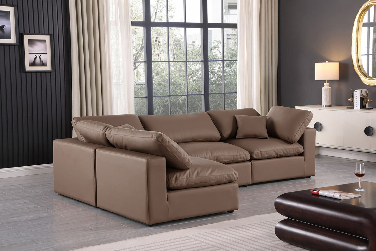 Comfy - 4 Piece Faux Leather Modular Armless Sectional