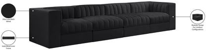 Rummi - Velvet Performance Fabric Upholstered 4 Piece Modular Sofa