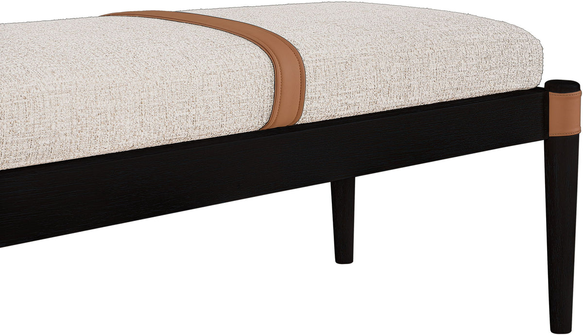 Nara - Linen Textured Fabric Upholstered Bench - Painted Black