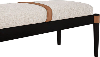 Nara - Linen Textured Fabric Upholstered Bench - Painted Black