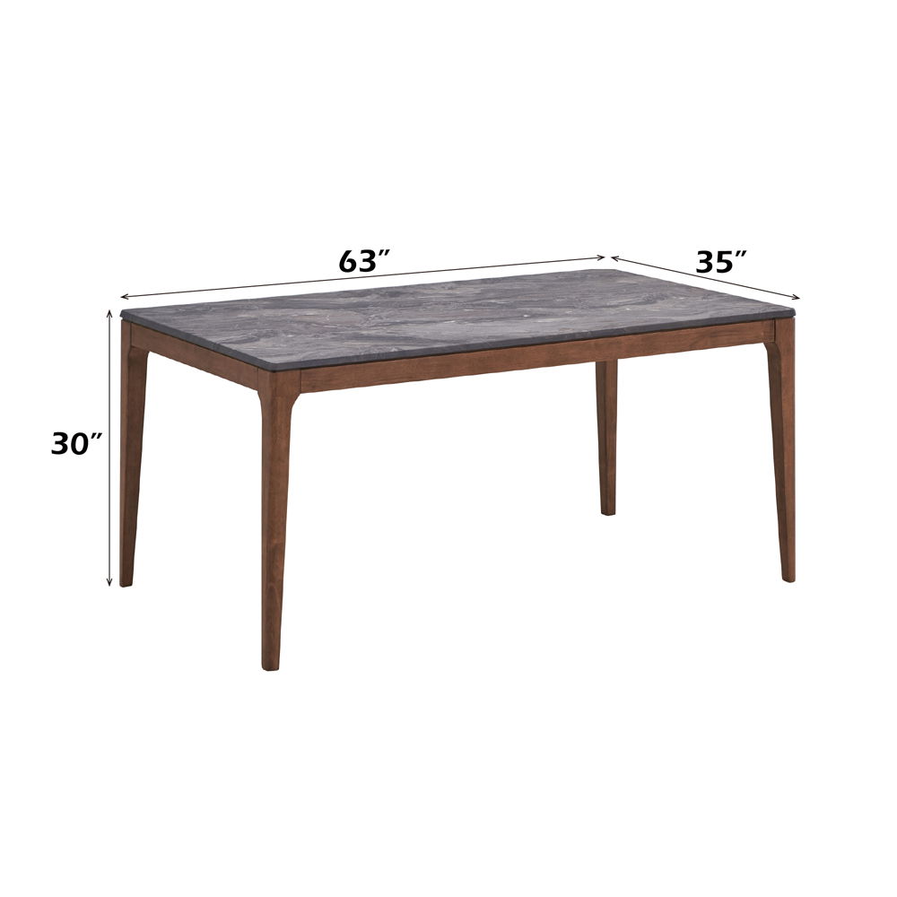 Bevis - Dining Table - Engineered Stone Top & Walnut