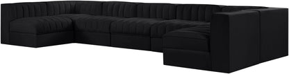 Rummi - Velvet Performance Fabric Upholstered 7 Piece Modular Sectional (With 2 Corner Chairs)
