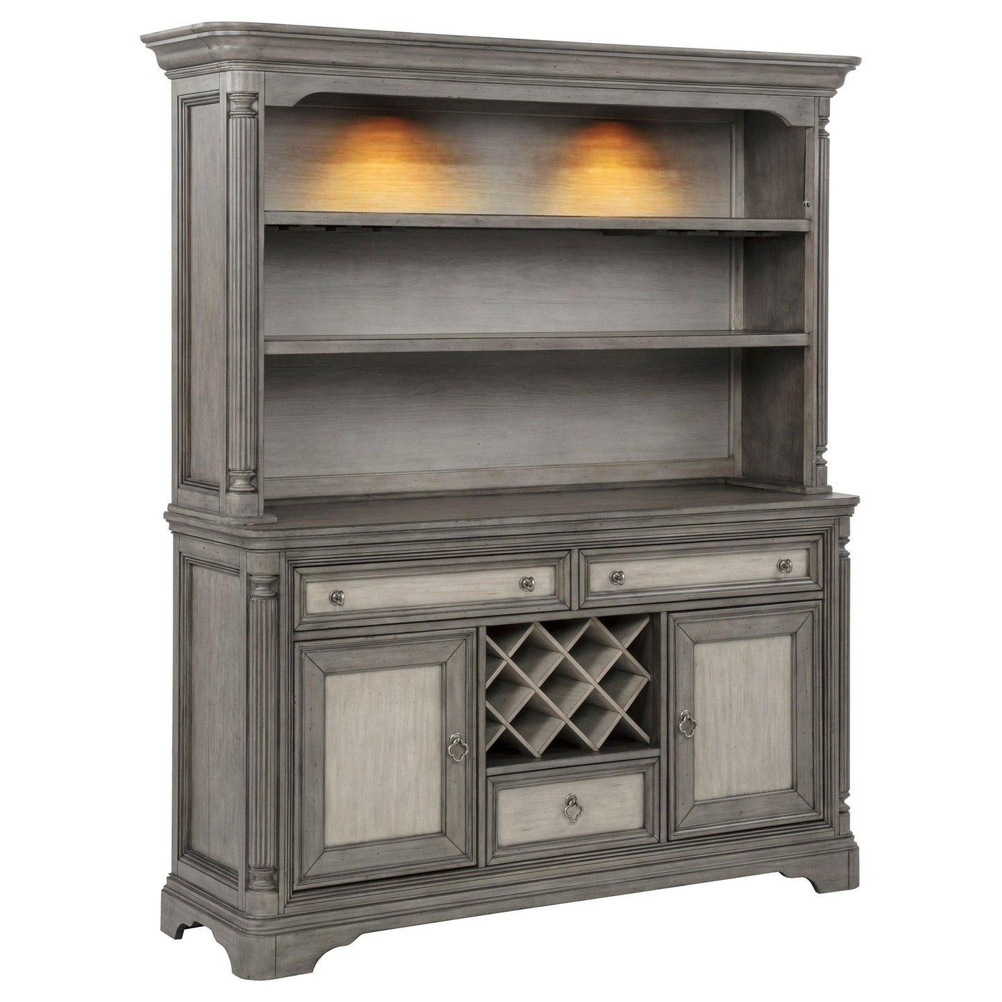 Cresswell 2-door 3-drawer Buffet and Hutch Weathered Taupe