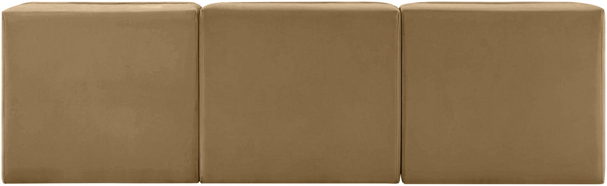 Rummi - Velvet Performance Fabric Upholstered 3 Piece Modular Armless Sofa
