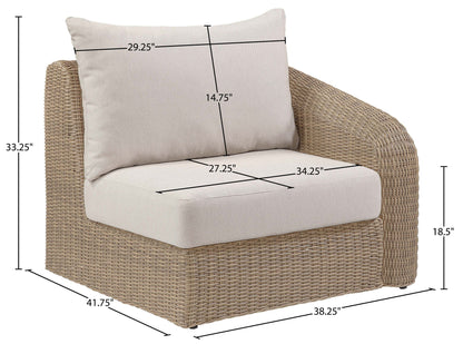 Seacrest - Olefin Water Resistant Fabric And Wicker Outdoor Patio Right Arm Chair