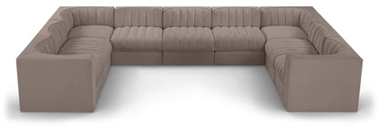 Rummi - Velvet Performance Fabric Upholstered 9 Piece Modular Sectional