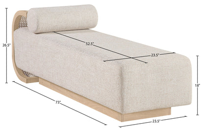 Zephyr - Linen Textured Fabric Upholstered Chaise - Painted Natural Base