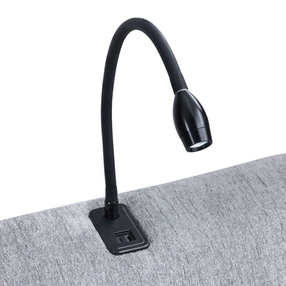 Fullar - Modular Console With Speaker & Cup Holder - Light Gary Chenille