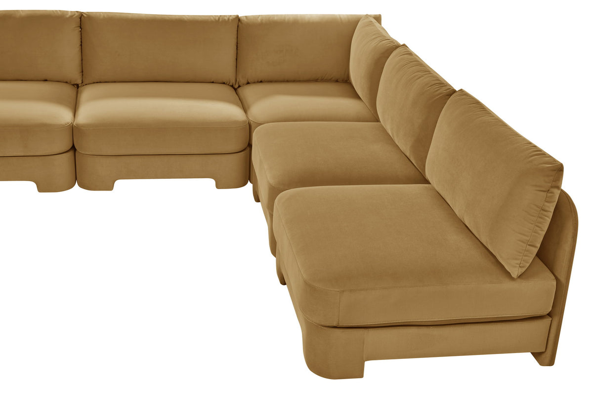 Hammond - Velvet Performance Fabric Upholstered 5 Piece Armless Sectional