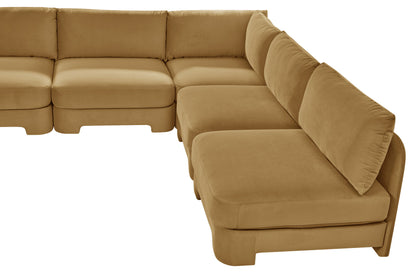 Hammond - Velvet Performance Fabric Upholstered 5 Piece Armless Sectional