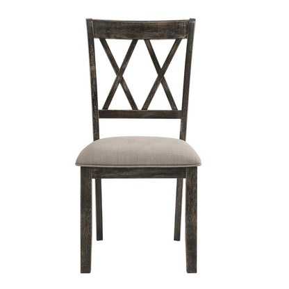 Claudia II - Side Chair (Set of 2) - Beige Fabric & Weathered Gray