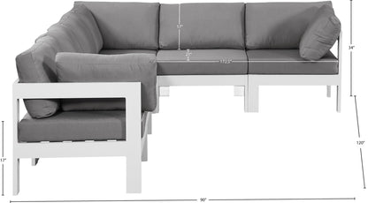 Nizuc - Outdoor Patio 6 Piece Modular Sectional With White Frame