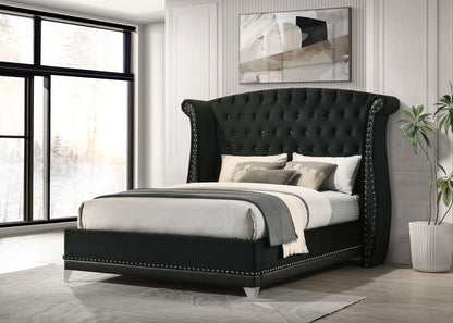 Barzini Upholstered Queen Wingback Bed Black