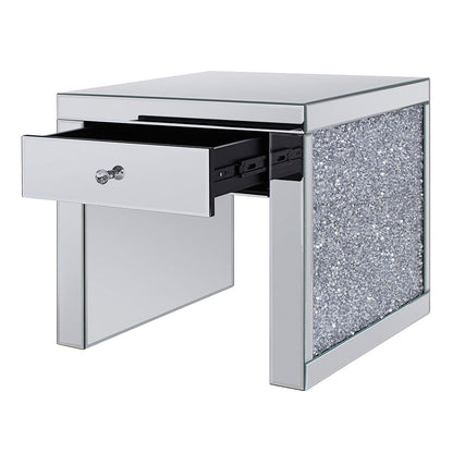 Noralie - 24" Square End Table - Mirrored & Faux Diamonds