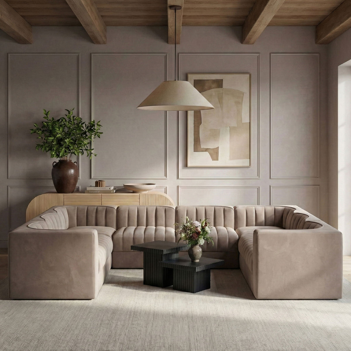 Rummi - Velvet Performance Fabric Upholstered Modular Sectional