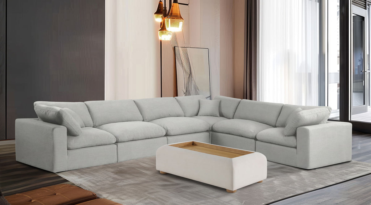 Comfy - 6 Piece Linen Modular Corner Sectional