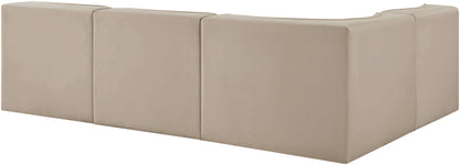 Rummi - Armless Velvet Performance Fabric Upholstered 4 Piece Modular Sectional
